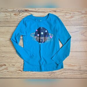 George Teal Space Graphic Long Sleeve Tee Girls M (7/8)